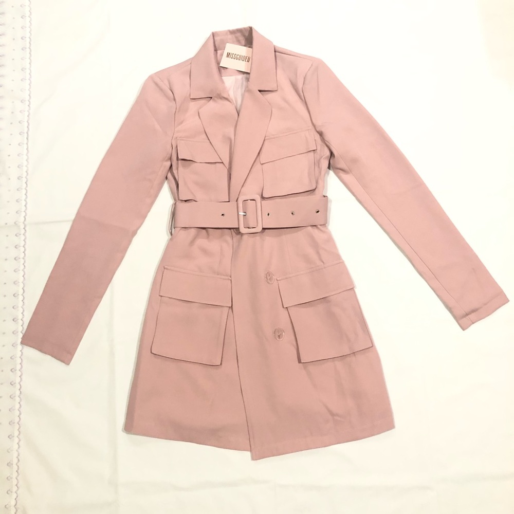 Missguided Pink Tailored Utility Blazer Dr…